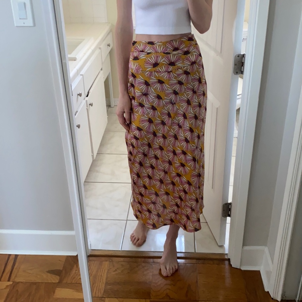 Free People Normani Printed Bias Skirt in Honey